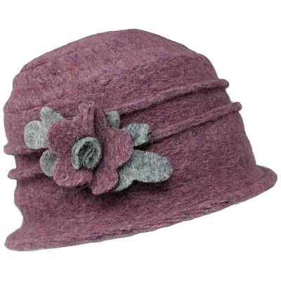Boiled wool cloche hat with flower