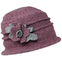 Boiled wool cloche hat with flower