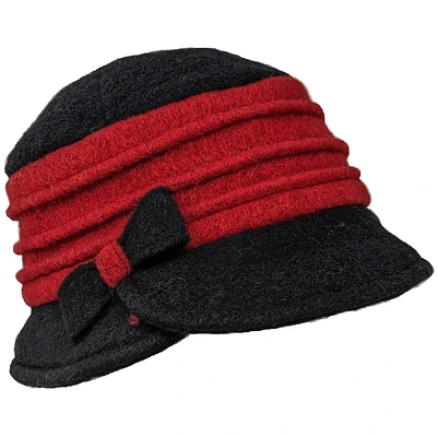 Chapeau cloche en laine bouillie 2 tons avec boucle