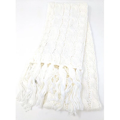 Cable knit scarf with fringe