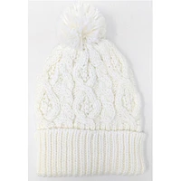 Cable knit beanie with pompom