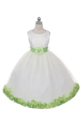 Ashley Dress with Lime Petals and Sash