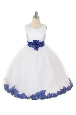 Ashley Dress with Royal Blue Petals and Sash