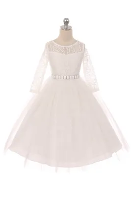 Couture Diamond design dress 3/4 lace sleeve Off White
