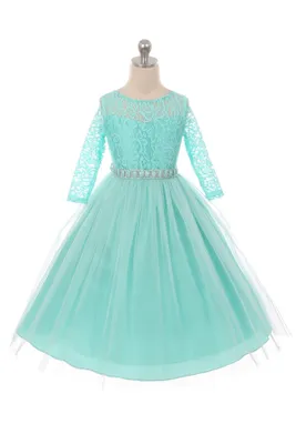 Couture Diamond design dress 3/4 lace sleeve Tiffany Blue