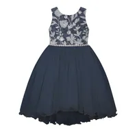 NavySilver Ruffle Dress