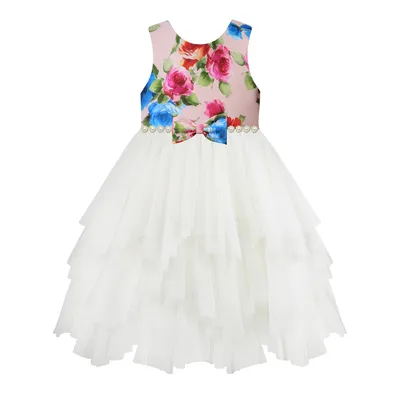 Peach Rose Ruffle Dress