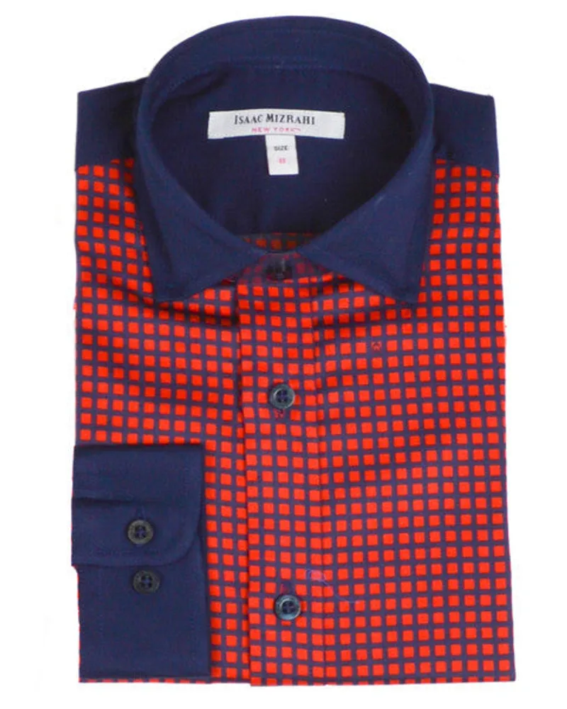 Designer Red and Blue Plaid Dress Shirts