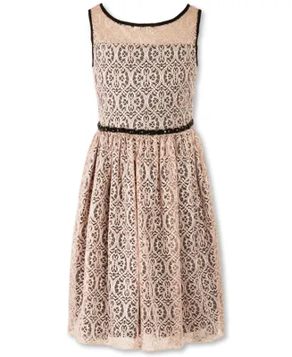 Paparazzi Designer Lace Pleated Dress Pink and Black