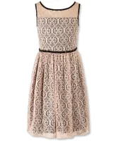 Paparazzi Designer Lace Pleated Dress Pink and Black