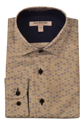 Designer White with Blue Print Dress Shirts