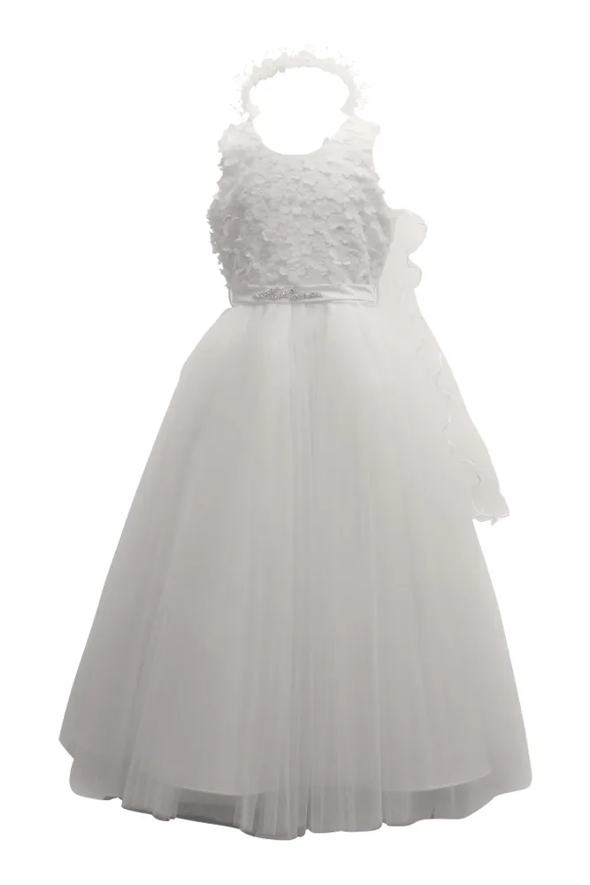 Paparazzi White Designer Flower Bud Bodice With Tulle Skirt