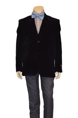 Ronaldo Boys Designer Single-Breasted Navy Blue Velvet Blazer Jacket