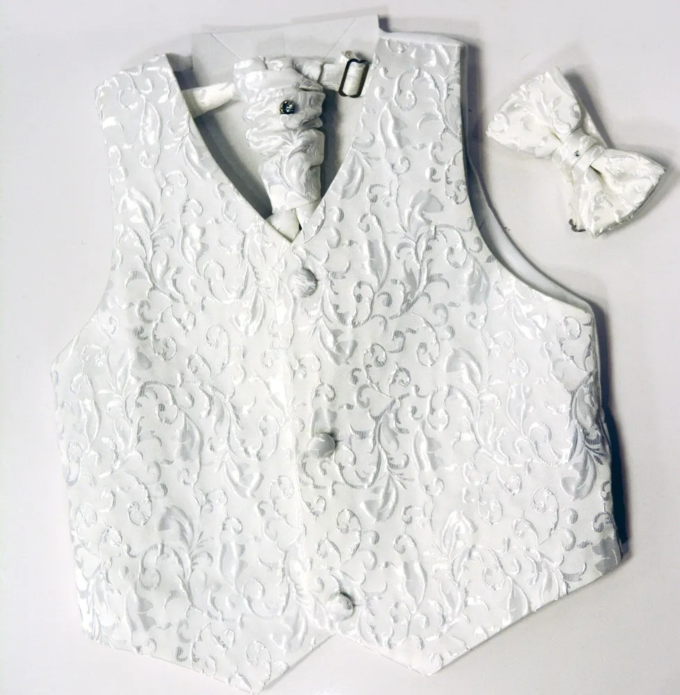 Paparazzi Kids White or Cream Paisley Paparazzi Tuxedo Vest Set