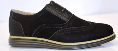 Boys Black Oxford Wing-Tips