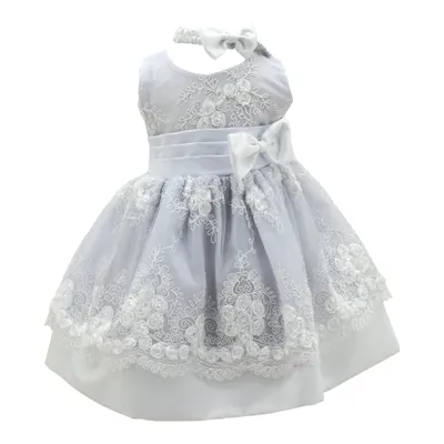 Baby Dress Diamond Lace White