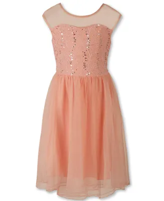 Designer Sequence Dress Blush Peach