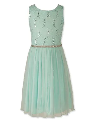 Designer Sequence Dress Spring Mint