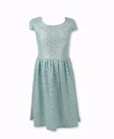 Designer Lace Pleated Dress Mint Green