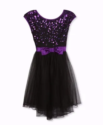 Designer Sequence Dress Purple and Black