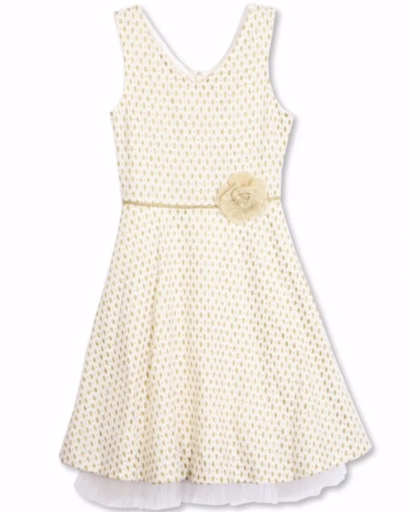 Designer Polka Dot Dress Ivory and Gold