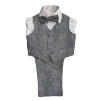 Paparazzi Blue Plaid Linen Boys 4 pc Vest Set