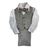 Paparazzi Slate Grey Linen Boys 4 pc Vest Set