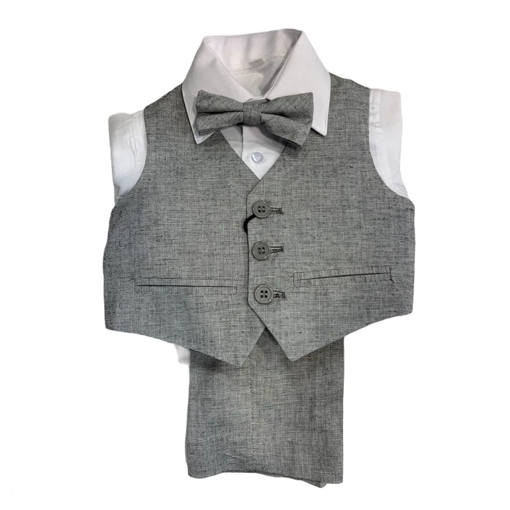 Paparazzi Slate Grey Linen Boys 4 pc Vest Set