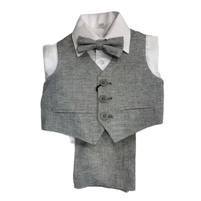 Paparazzi Slate Grey Linen Boys 4 pc Vest Set