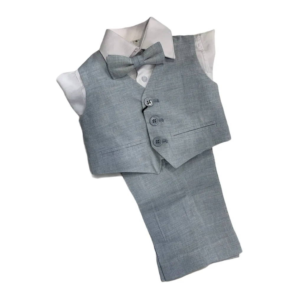 Paparazzi Sky Blue Linen Boys 4 pc Vest Set