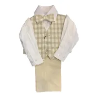 Paparazzi Sand Plaid Linen Boys 4 pc Vest Set