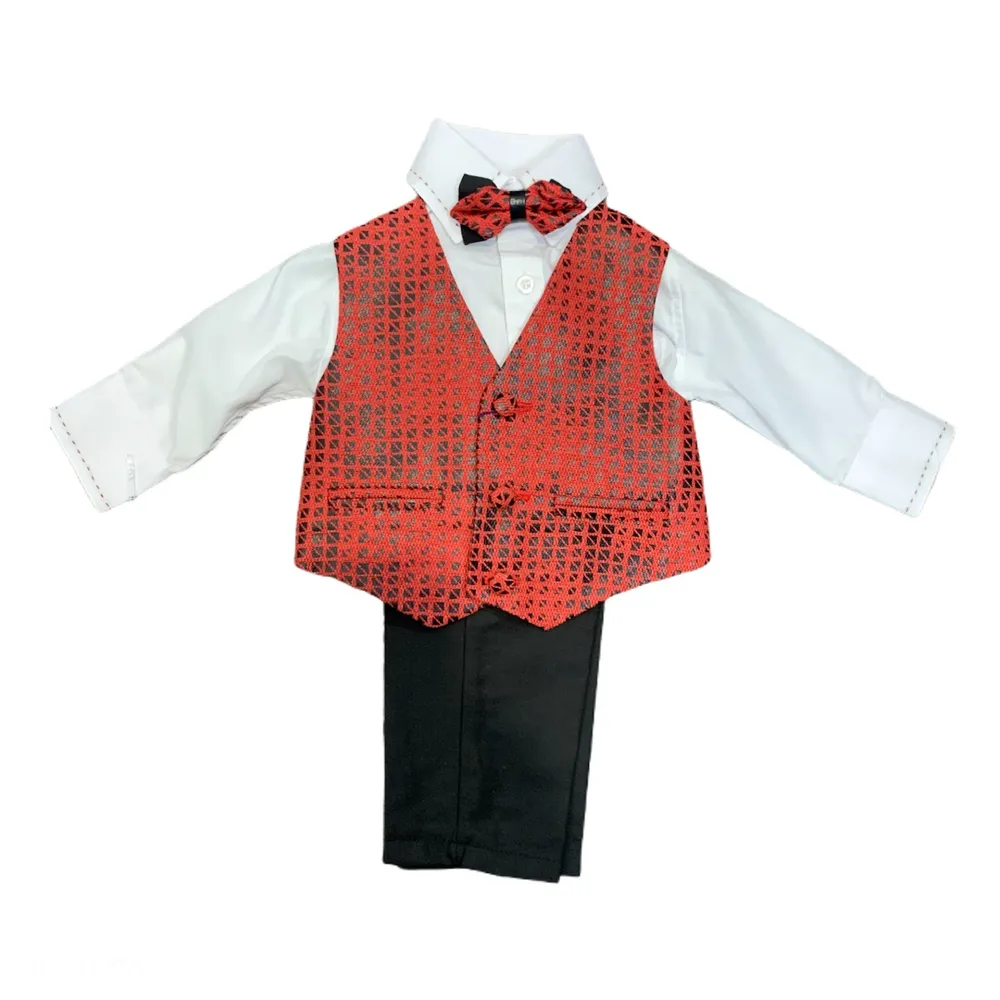 Paparazzi Red/Black Boys 4 pc Vest Set