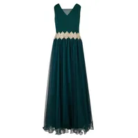 Dark Green and Gold Graduation Dress