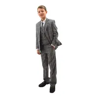 Ronaldo Sand Plaid Skinny Designer Slim 5 pc Suit