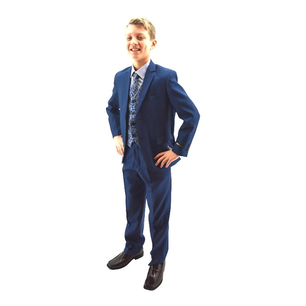 Designer Slim 5 pc Suit with Paisley Vest