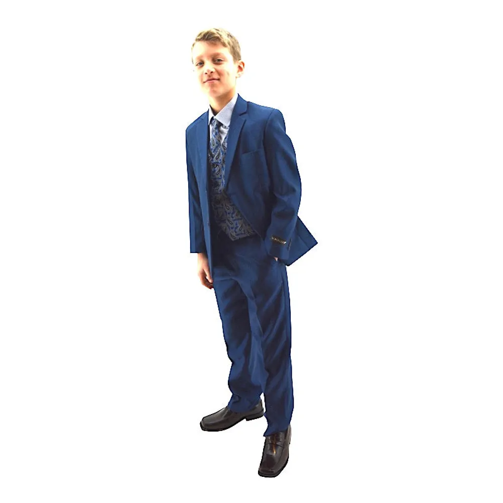 Designer Slim 5 pc Suit with Paisley Vest