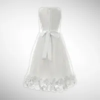 Designer White  Satin Flower Crested Bodice Dress