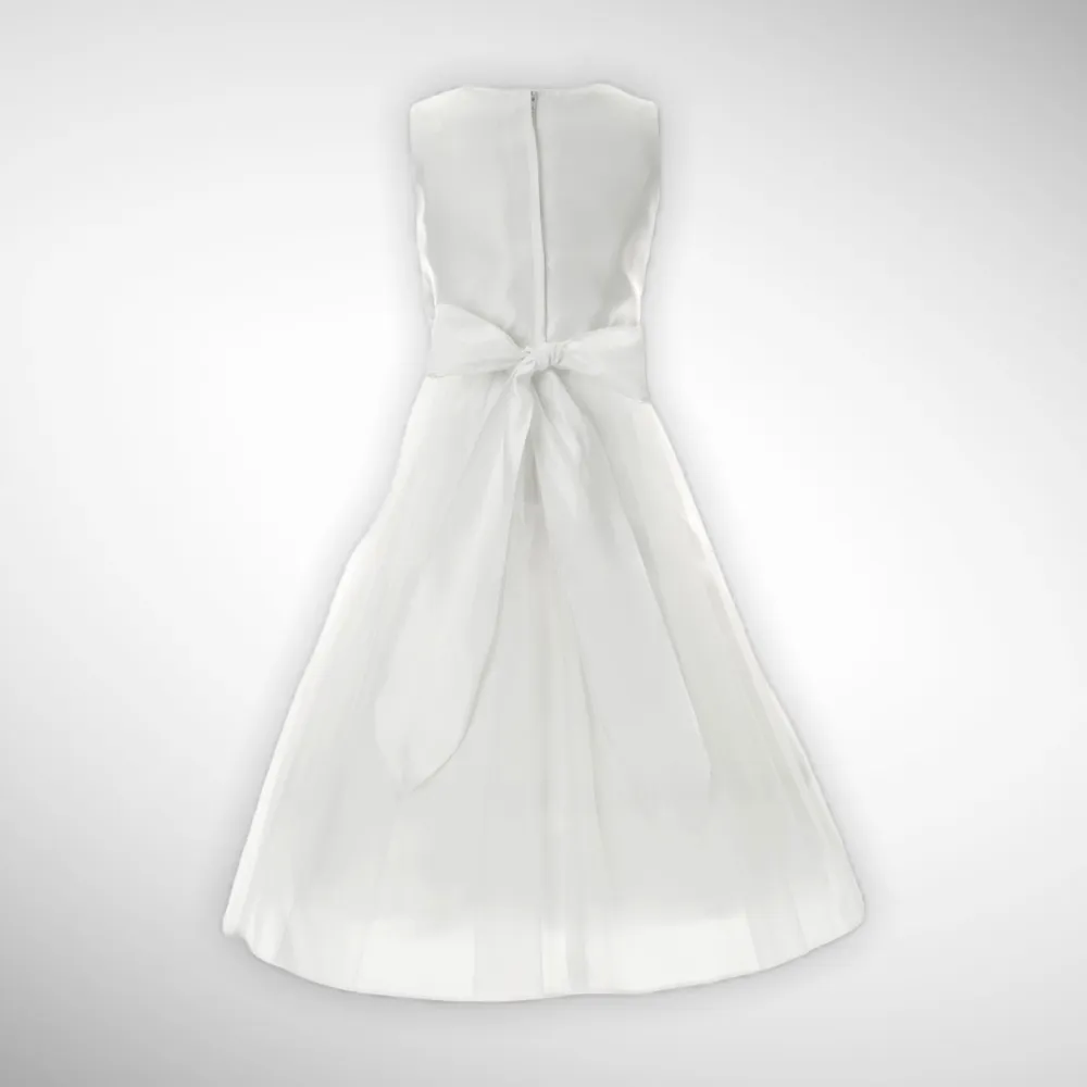 Designer White Satin Embroidered Dress