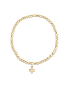 SIG CROSS PATTERN 3MM BEAD BRACELET- GOLD