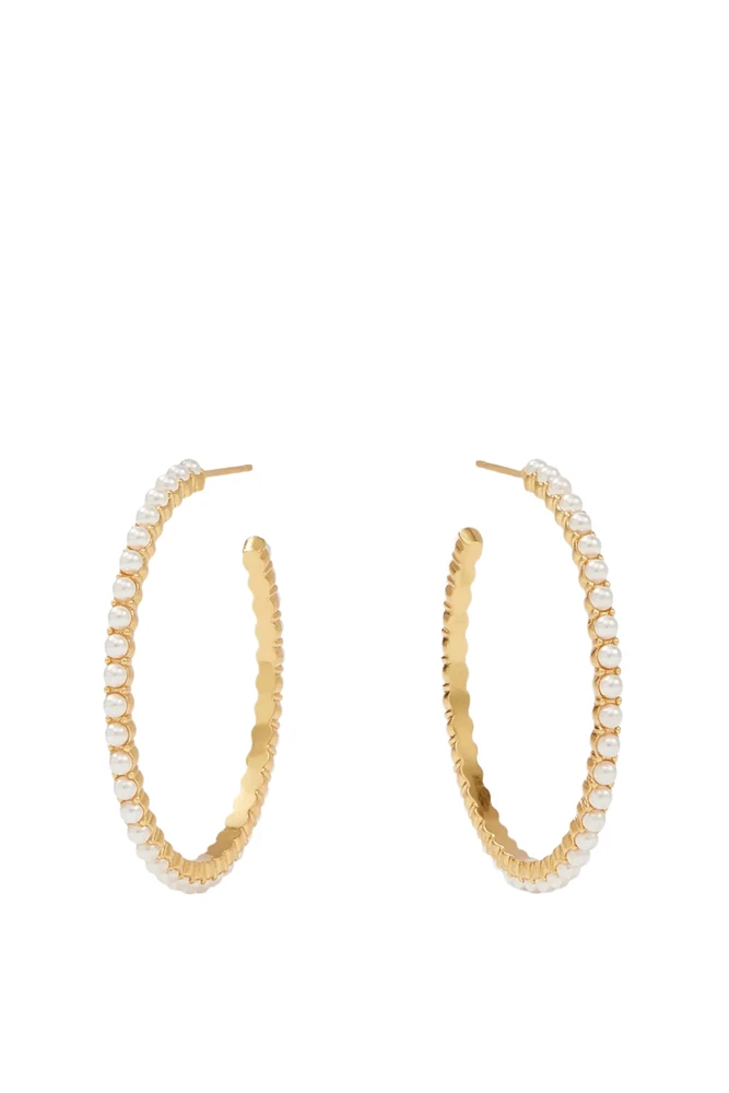 JULIET HOOP MED- GLD/PEARL