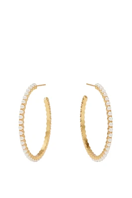 JULIET HOOP MED- GLD/PEARL