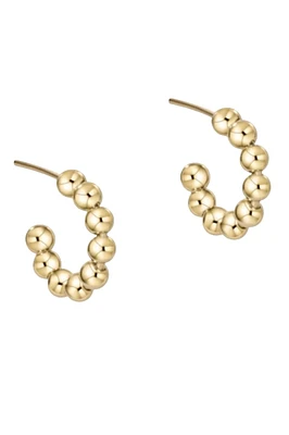 BEADED CLASSIC 1.25" HOOP- 4MM GOLD
