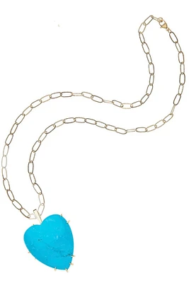 LOVE CARRY YOUR HEART TURQUOISE PENDANT- DRAWN LINK CHAIN