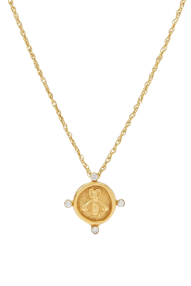 BEE CAMEO SOLITAIRE NECKLACE- GLD