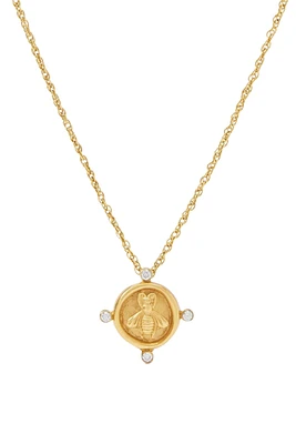 BEE CAMEO SOLITAIRE NECKLACE- GLD
