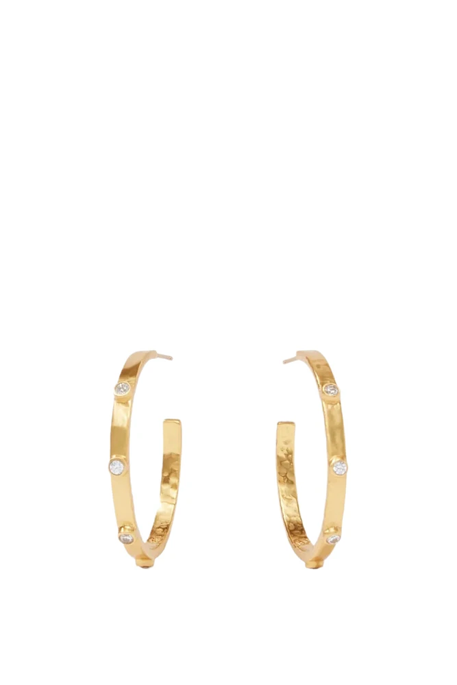 MEDIUM CRESCENT STONE HOOPS