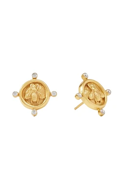 BEE CAMEO STUD- GLD/CZ