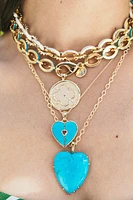 LOVE CARRY YOUR HEART TURQUOISE PENDANT- DRAWN LINK CHAIN