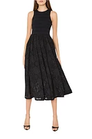 GEO EYELET KNIT COMBO MIDI DRESS