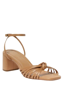 OLIVIA LEATHER KNOT MID HEEL SANDAL